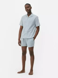 Pasiasta koszula od piżamy z tkaniny seersucker