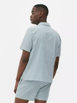 Pasiasta koszula od piżamy z tkaniny seersucker