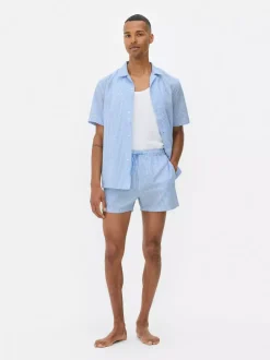 Pasiaste szorty ze sznurkiem z tkaniny seersucker