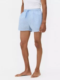 Pasiaste szorty ze sznurkiem z tkaniny seersucker