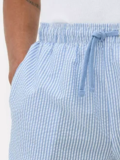 Pasiaste szorty ze sznurkiem z tkaniny seersucker