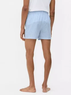 Pasiaste szorty ze sznurkiem z tkaniny seersucker