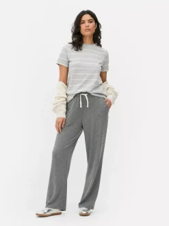 Pasiasty T-shirt na krótki rękaw z okrągłym dekoltem