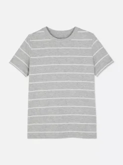 Pasiasty T-shirt na krótki rękaw z okrągłym dekoltem