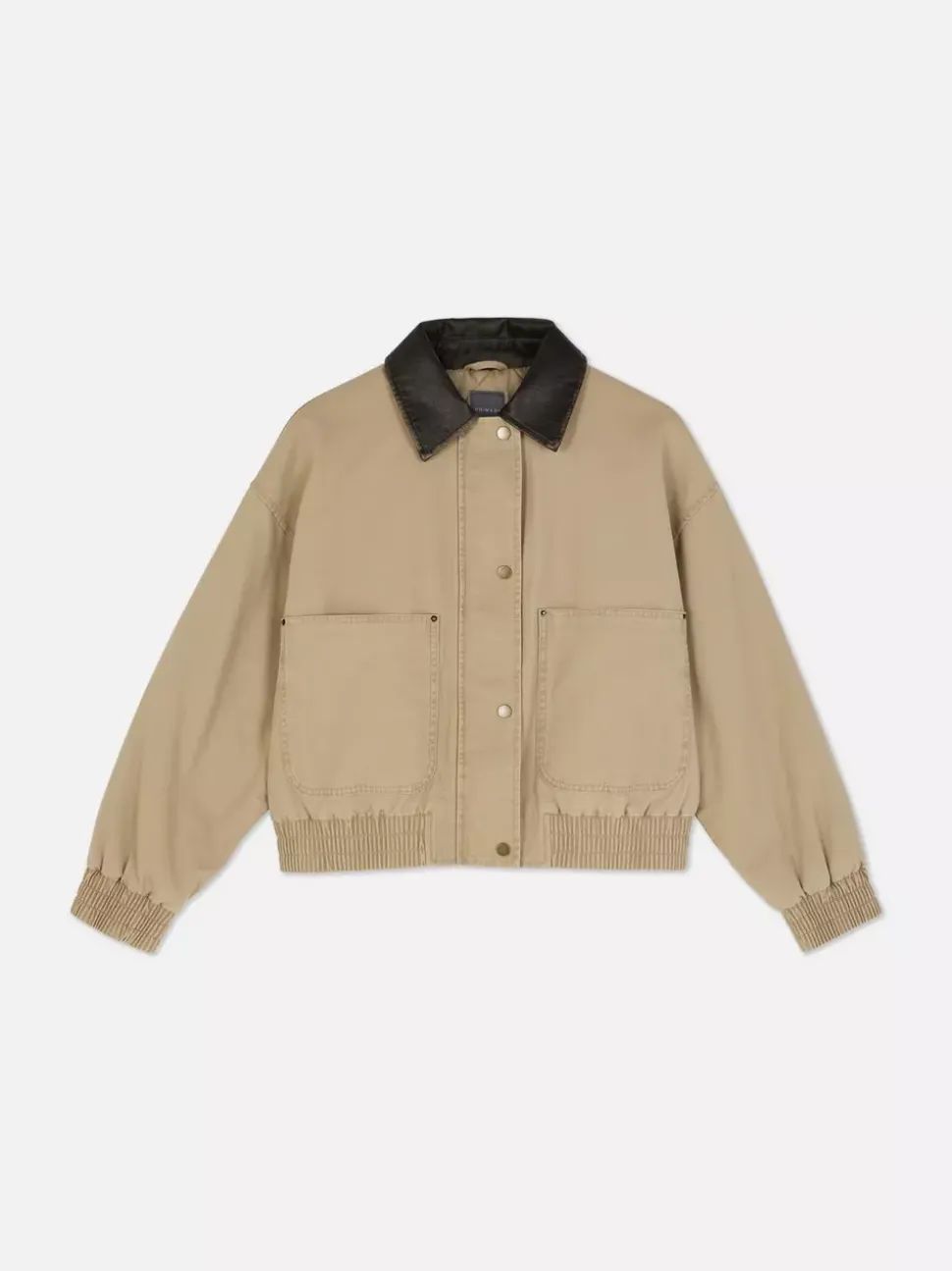 Płócienna kurtka ze sztucznej skóry z kołnierzem