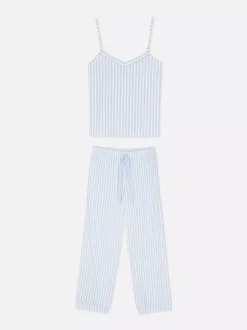 Piżama z górą na ramiączkach i długimi spodniami