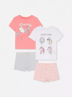 Piżama z szortami i motywem jednorożca, 2 komplety