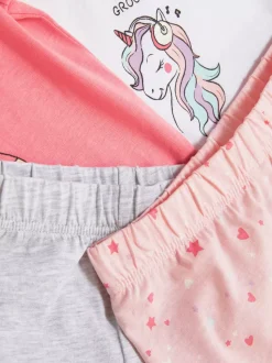 Piżama z szortami i motywem jednorożca, 2 komplety