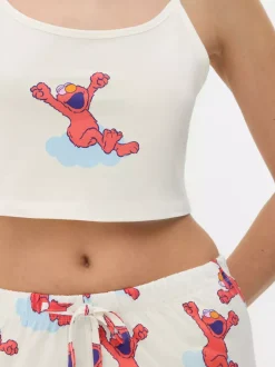 Piżama z topem i motywem Elmo z Ulicy Sezamkowej