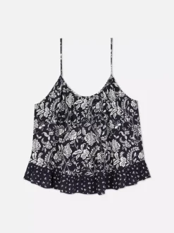 Piżamowy top na ramiączkach w kwiaty