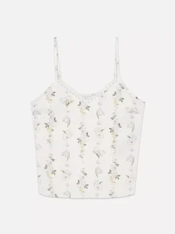 Piżamowy top na ramiączkach w kwiaty