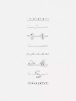 Pierścionki ze strasem i inicjałem, 8 szt.