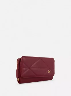 Pikowana portmonetka ze sztucznej skóry z inicjałem