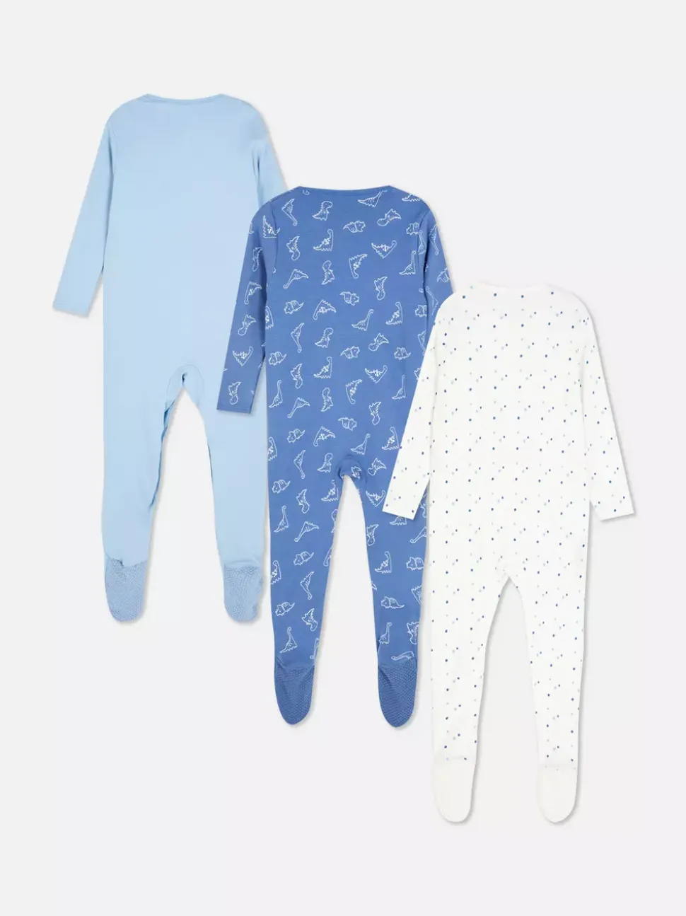 Śpioszki na długi rękaw z motywem dinozaura, 3 szt.