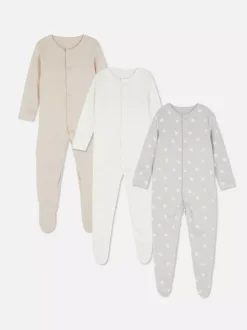 Śpioszki z długim rękawem, 3 pary