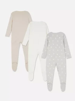 Śpioszki z długim rękawem, 3 pary