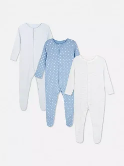 Śpioszki z długim rękawem w gwiazdki, 3 szt.