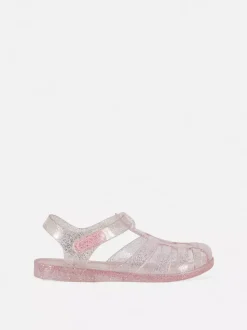 Plastikowe sandały z brokatem