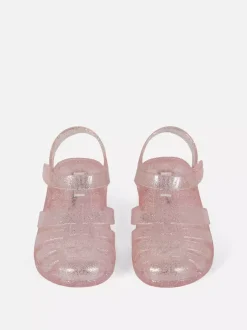 Plastikowe sandały z brokatem