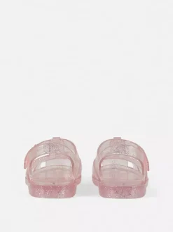 Plastikowe sandały z brokatem