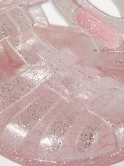 Plastikowe sandały z brokatem