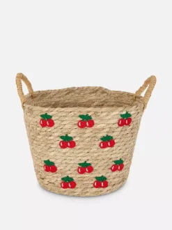 Pleciony kosz w średnim rozmiarze z motywem wiśni