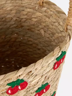 Pleciony kosz w średnim rozmiarze z motywem wiśni