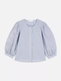 Popelinowa bluzka z bufiastymi rękawami