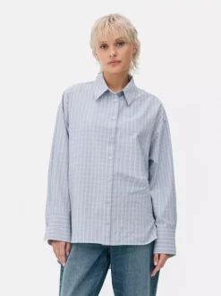 Popelinowa koszula z długim rękawem