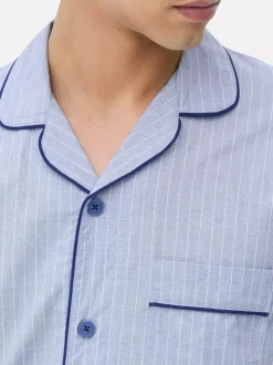 Popelinowa piżama typu boyfriend w prążki