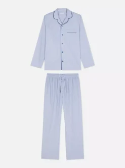 Popelinowa piżama typu boyfriend w prążki