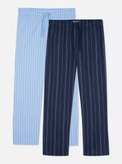 Popelinowe spodnie od piżamy w paski, 2 pary