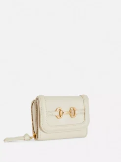 Portmonetka z imitacji skóry z ozdobną klamrą