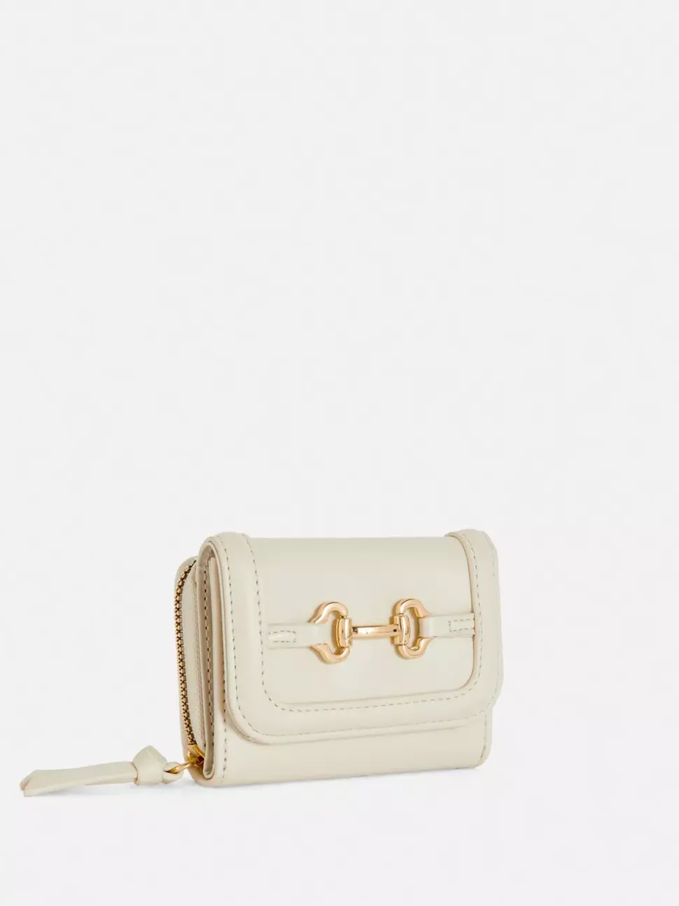 Portmonetka z imitacji skóry z ozdobną klamrą