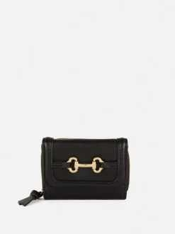 Portmonetka z imitacji skóry z ozdobną klamrą