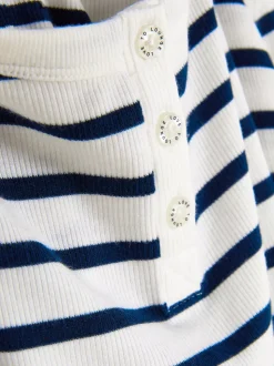 Prążkowana góra od piżamy w paski z długim rękawem