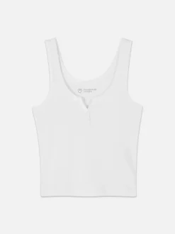 Prążkowana koszulka bez rękawów typu henley