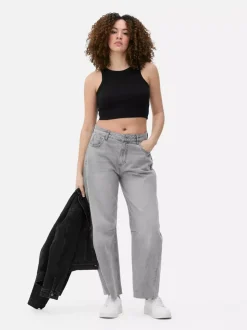 Prążkowana koszulka bez rękawów o fasonie bokserki