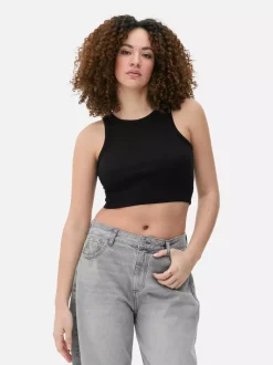 Prążkowana koszulka bez rękawów o fasonie bokserki