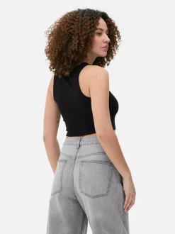 Prążkowana koszulka bez rękawów o fasonie bokserki