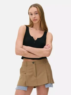 Prążkowana koszulka bez rękawów typu henley