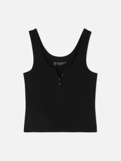 Prążkowana koszulka bez rękawów typu henley