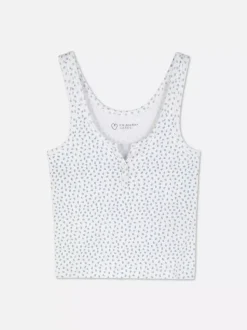 Prążkowana koszulka bez rękawów typu henley