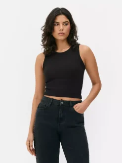 Prążkowana koszulka bez rękawów o fasonie bokserki