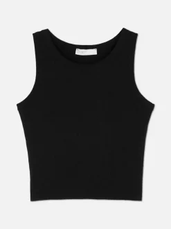 Prążkowana koszulka bez rękawów o fasonie bokserki