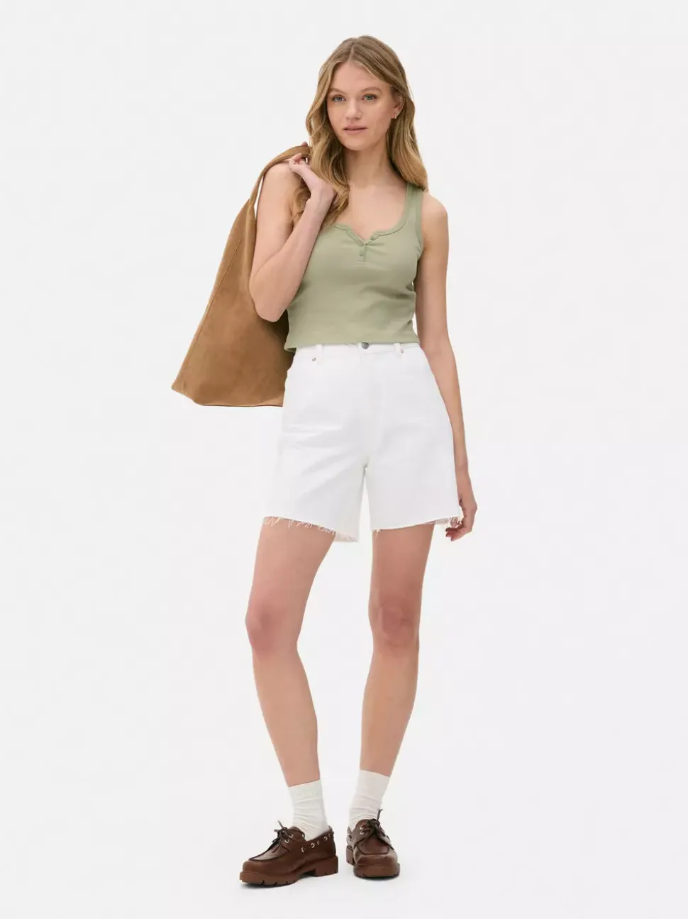 Prążkowana koszulka bez rękawów typu henley