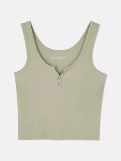 Prążkowana koszulka bez rękawów typu henley