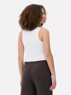 Prążkowana koszulka bez rękawów o fasonie bokserki