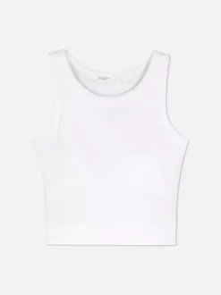 Prążkowana koszulka bez rękawów o fasonie bokserki