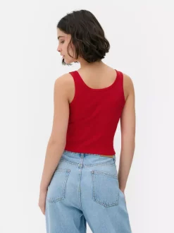 Prążkowana koszulka bez rękawów typu henley